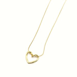 CINDORELA. Gold-tone stainless steel necklace with a heart design. Ατσάλινα κολιέ, ατσάλινο κολιέ, stainless steel jewelry, stainless steel necklaces