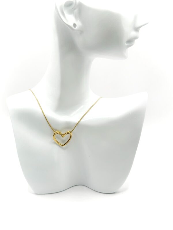 CINDORELA. Gold-tone stainless steel necklace with a heart design. Ατσάλινα κολιέ, ατσάλινο κολιέ, stainless steel jewelry, stainless steel necklaces