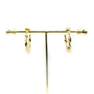 Gilda gold stainless steel earrings with twisted design. Ατσάλινα σκουλαρίκια, ατσάλινα κοσμήματα, stainless steel jewelry