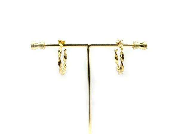 Gilda gold stainless steel earrings with twisted design. Ατσάλινα σκουλαρίκια, ατσάλινα κοσμήματα, stainless steel jewelry