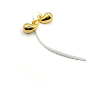 MARIBELA. Gold stainless steel earrings in teardrop design. Ατσάλινα σκουλαρίκια, stainless steel jewelry, ατσάλινα κοσμήματα