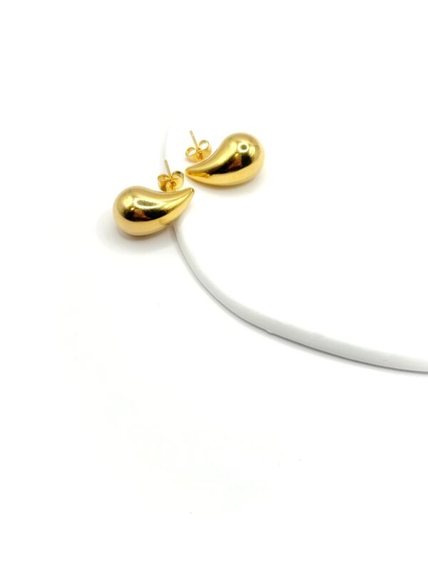 MARIBELA. Gold stainless steel earrings in teardrop design. Ατσάλινα σκουλαρίκια, stainless steel jewelry, ατσάλινα κοσμήματα