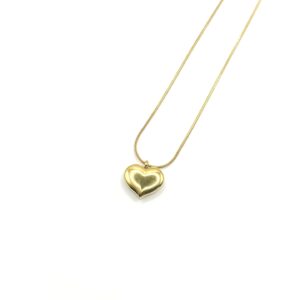 ANABEL. Stainless steel necklace with a gold-tone heart pendant. stainless steel jewelry, ατσάλινα κολιέ, ατσάλινο κολιέ, ατσάλινα κοσμήματα