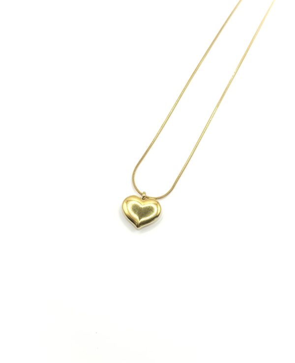 ANABEL. Stainless steel necklace with a gold-tone heart pendant. stainless steel jewelry, ατσάλινα κολιέ, ατσάλινο κολιέ, ατσάλινα κοσμήματα