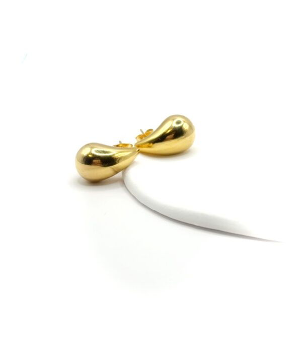MARIBELA. Gold stainless steel earrings in teardrop design. Ατσάλινα σκουλαρίκια, stainless steel jewelry, ατσάλινα κοσμήματα