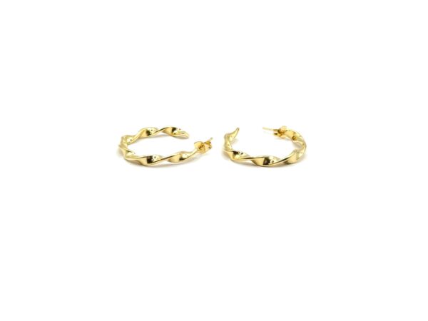 Gilda gold stainless steel earrings with twisted design. Ατσάλινα σκουλαρίκια, ατσάλινα κοσμήματα, stainless steel jewelry
