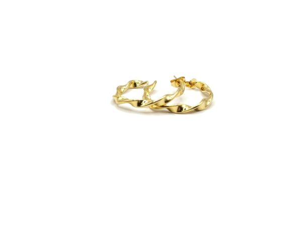 Gilda gold stainless steel earrings with twisted design. Ατσάλινα σκουλαρίκια, ατσάλινα κοσμήματα, stainless steel jewelry