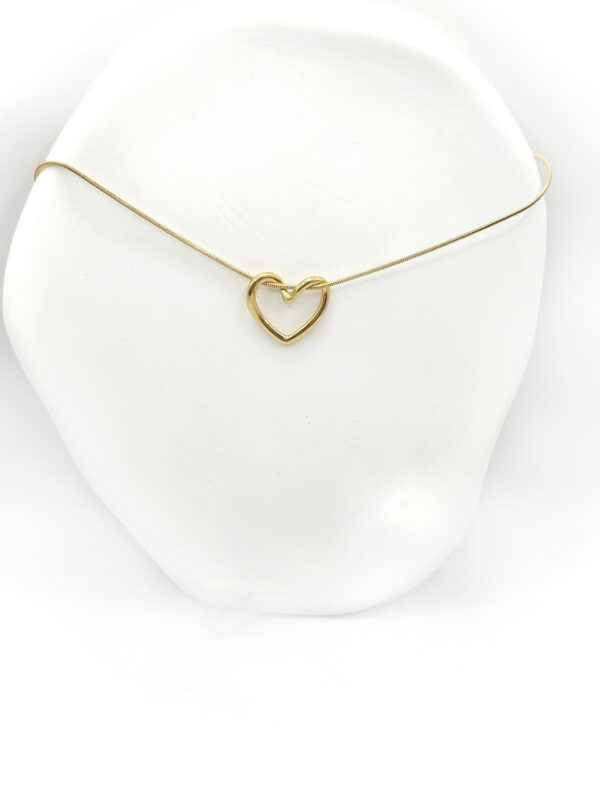 CINDORELA. Gold-tone stainless steel necklace with a heart design. Ατσάλινα κολιέ, ατσάλινο κολιέ, stainless steel jewelry, stainless steel necklaces